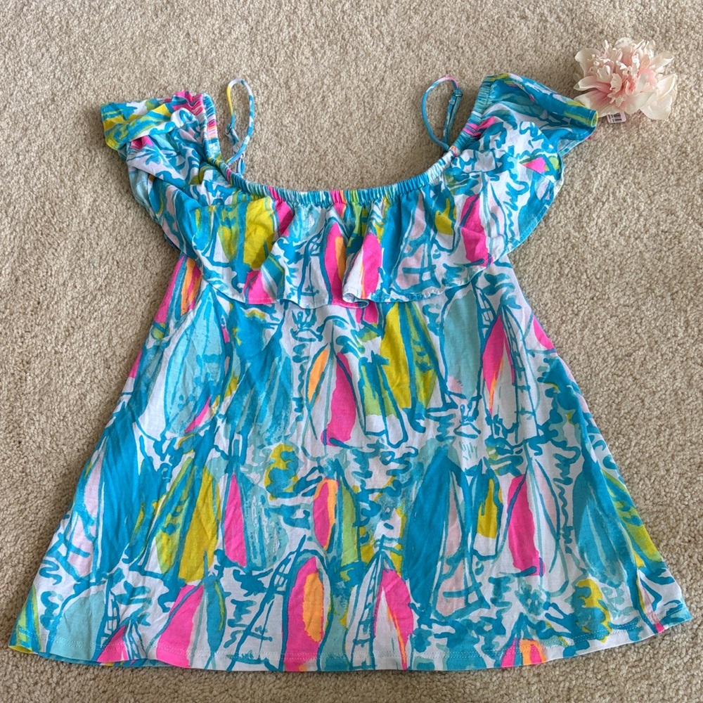 Lilly Pulitzer Tropical Ruffle Blouse, XS